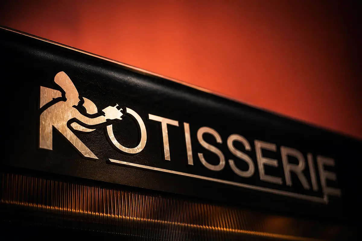 Enseigne de la rôtisserie d’Alpilles Bio proposant des volailles, viandes rôties et plats cuisinés à Saint-Rémy-de-Provence.